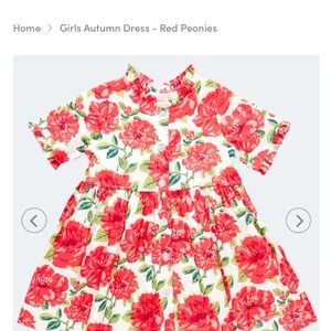 Pink Chicken Girls Autumn Dress - Red Peonies